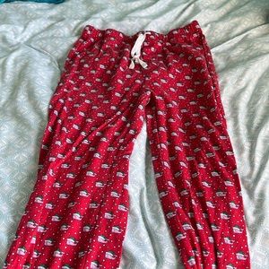 Vineyard, vines, red pajama pants with whales, size small